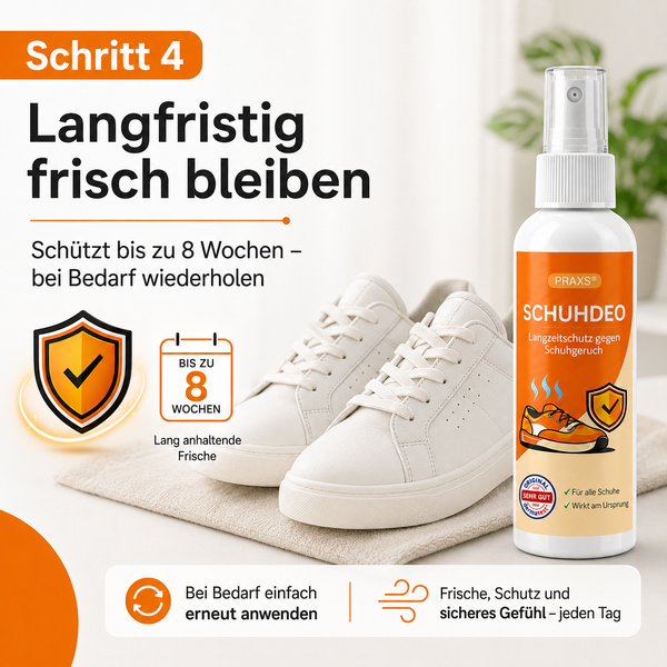 Schritt 4 PRAXS Schuhdeo: bis zu 8 Wochen frische Schuhe und Schutz vor Geruch