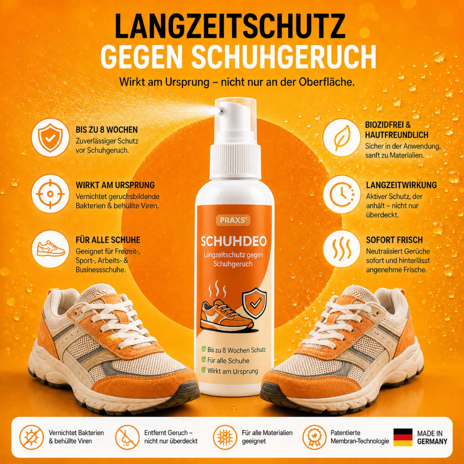 Frisches Schuhpaar, geschützt mit PRAXS® SCHUHDEO
